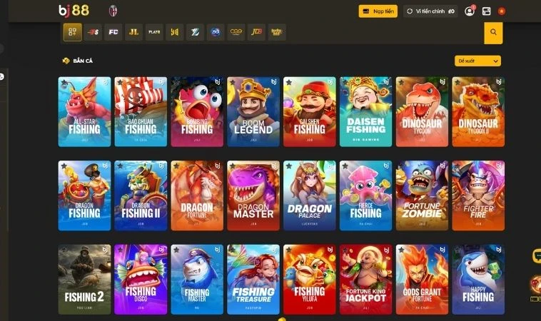 Sảnh bắn cá BJ88 hội tụ nhiều thể loại game hấp dẫn để trải nghiệm