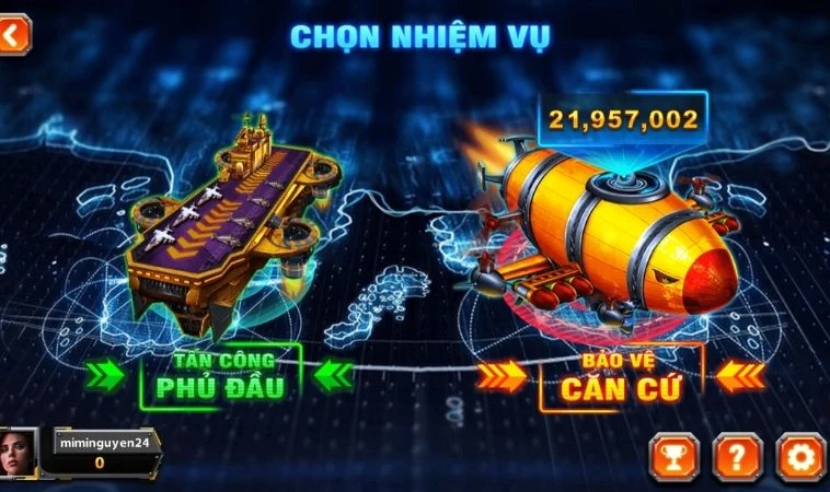 Chọn nhiệm vụ trong Bắn Cá Đại Chiến B52 tại BJ88