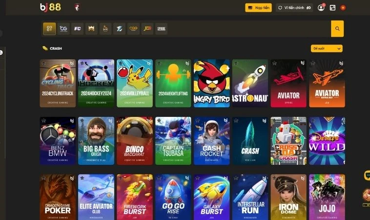 Thiết kế giao diện sảnh game nhanh BJ88 đẹp, chuyên nghiệp